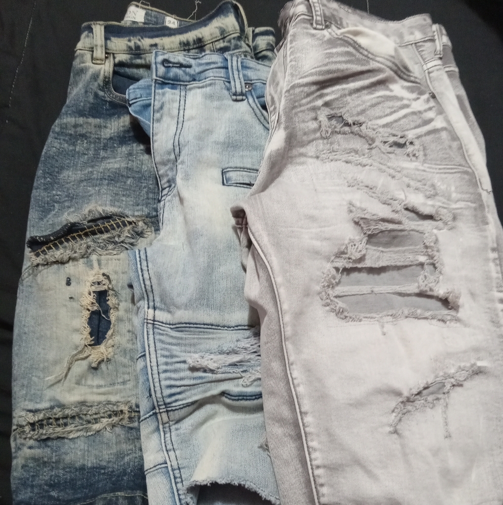Mens Distress Capri jean shorts size 34